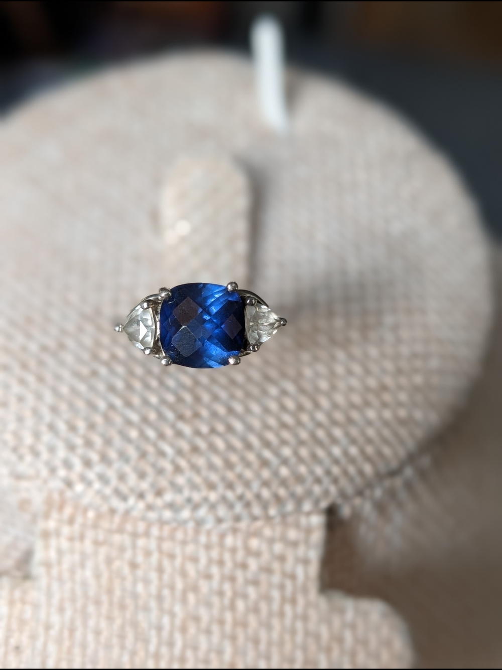 Blue Sapphire Three-Stone Ring - Elegant Women's Jewelry